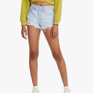 Levis 501 Light Blue Jean Shorts